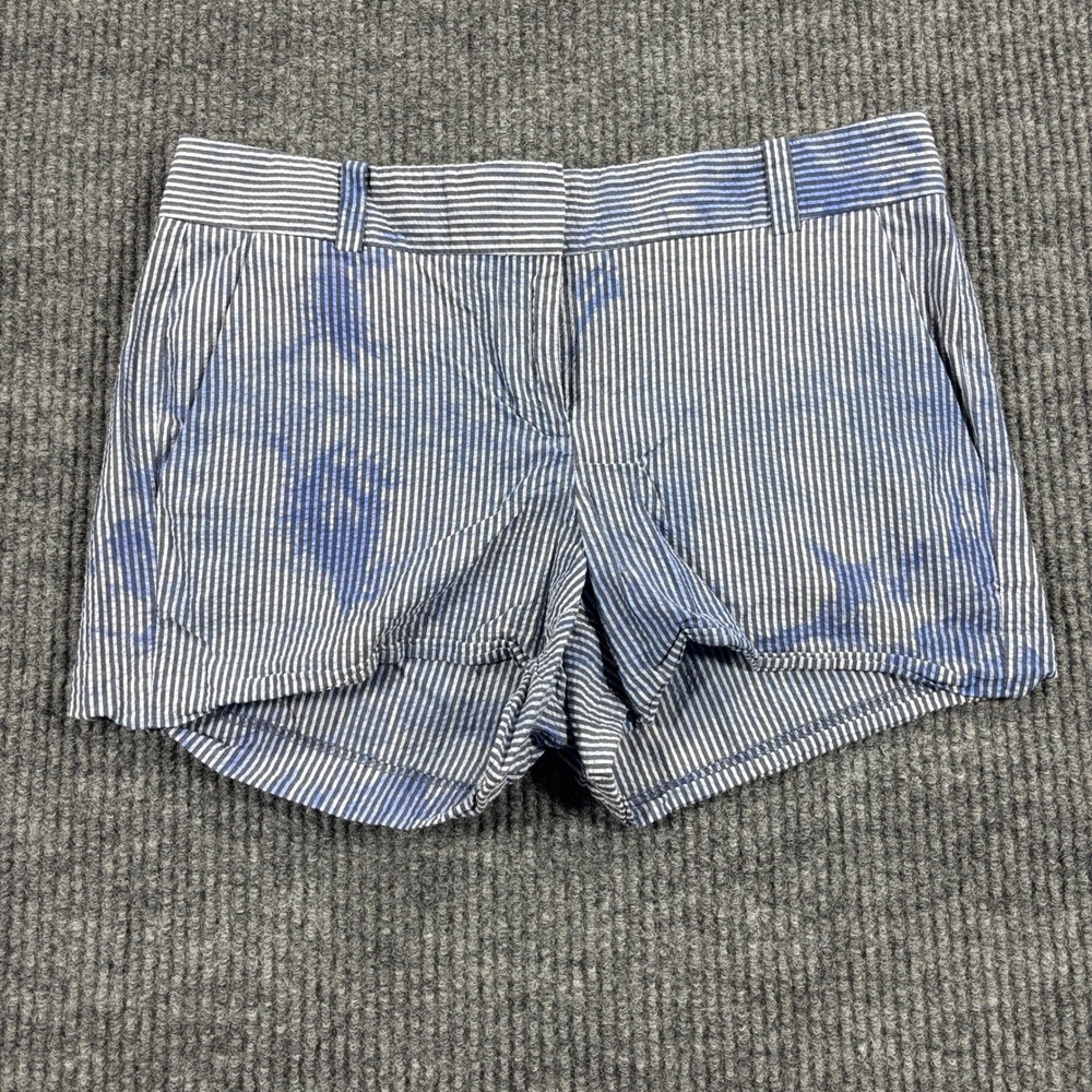 J.Crew Shorts Women Size 2 Blue White Striped Seersucker‎ Tie Dye C5821
